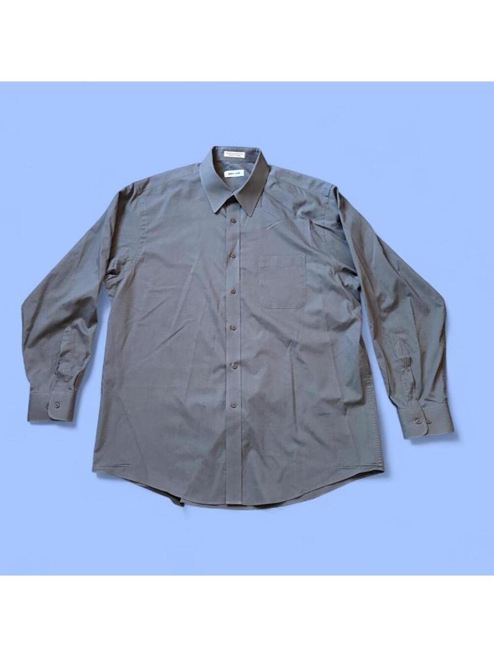 Vintage 90s Minimalist Pierre Cardin Gray Button Up Shirt size XL